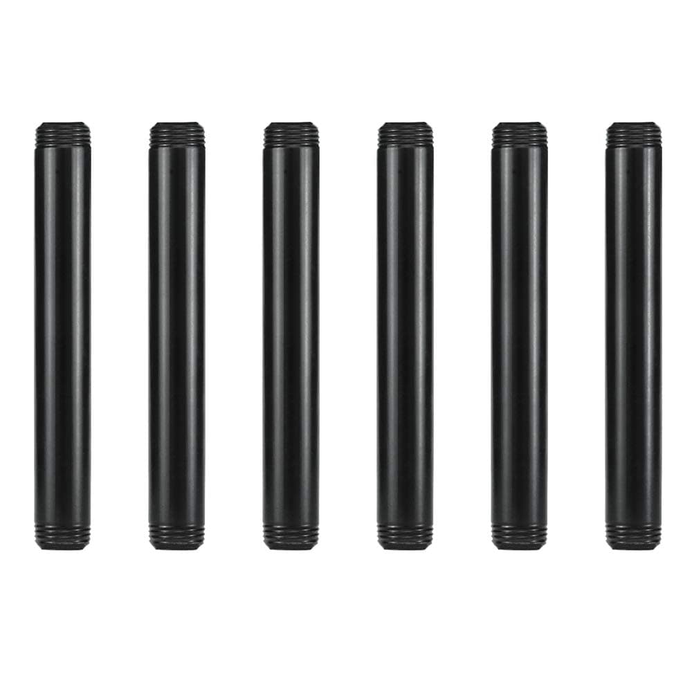 GeilSpace 6 Pack 1/2" × 6" Pre-Cut Black Metal Pipe, Industrial Steel Fits Standard Half Inch Black Threaded Pipes and Fittings - Vintage DIY Industrial Shelving (1/2" × 6")