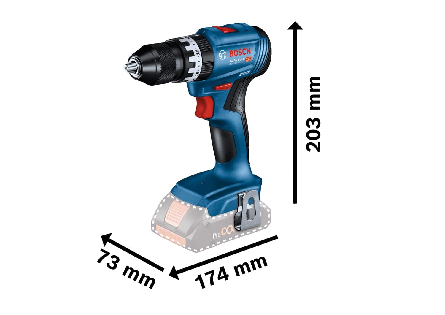 Bosch Professional 18V System Cordless Impact Drill Driver GSB 18V-45 (rotational Speed of 1,900 RPM, 2X 2.0Ah Batteries, GAL 18V-20, L-BOXX), Blue (06019K3371)