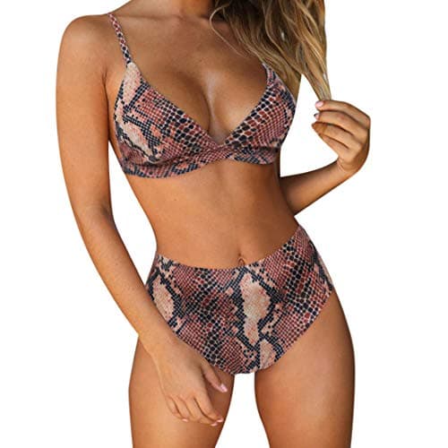 Women Stripe Printing Padded Push up 2 Piece Bikini Sets Swimsuits