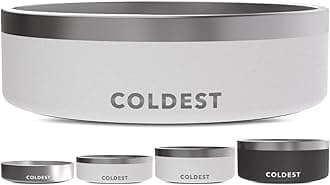 The Coldest Water Dog Bowl - Anti Rust Metal & Non Slip Dog Bowls Large, Spill Proof Heavy Duty 3 Layers Insulated Dog Bowl - Food and Bowl for Dogs, Cats & Pets, Dishwasher Safe (42 oz, Epic White)