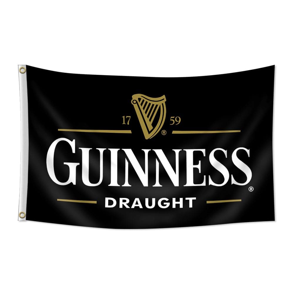 3x5ft Flag Banner Compatible with Guinness Draught Banner Flag Man Cave Decor Vibrant Colors HD Printing 150D Polyester