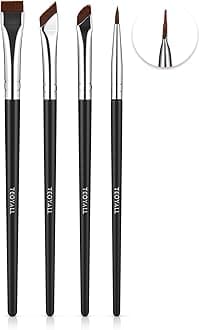 TEOYALL Eyeliner Brushes Set, 4 PCS Ultra Thin Slanted Angled Brush Precision Fine Point Eyeliner Brush Flat Eyebrow Brush