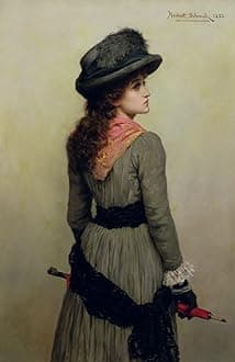 ARTTLBBS Famous Artworks Prints Poster Canvas Denise Portrait of Young Girl with a Red Umbrella by Herbert Gustave Schmalz Artwork Oil Painting for Home Decor 60x90cm