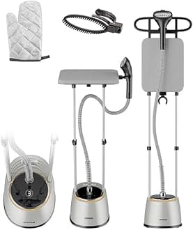 - OWNAIR Standing Iron Steamer For Clothes | 2000W Standing Garment Steamer with 1.5L Water Tank, LED Touch Screen, 42g/min Steam, 8 Heat Modes & Adjustable Ironing Board | Vertical & Horizontal Iron