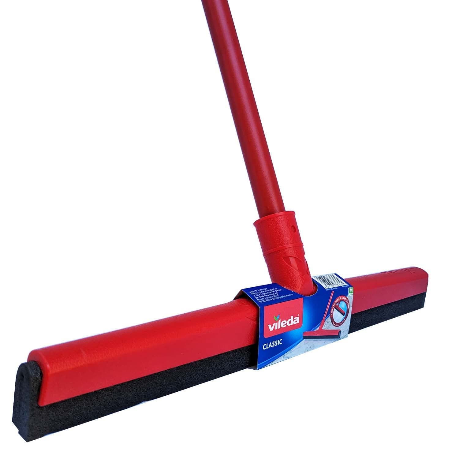 Vileda Floor Wiper Classic 52 CM with a Stick, High water wiping efficiency, 52 X 5 X 136 Cm - Red