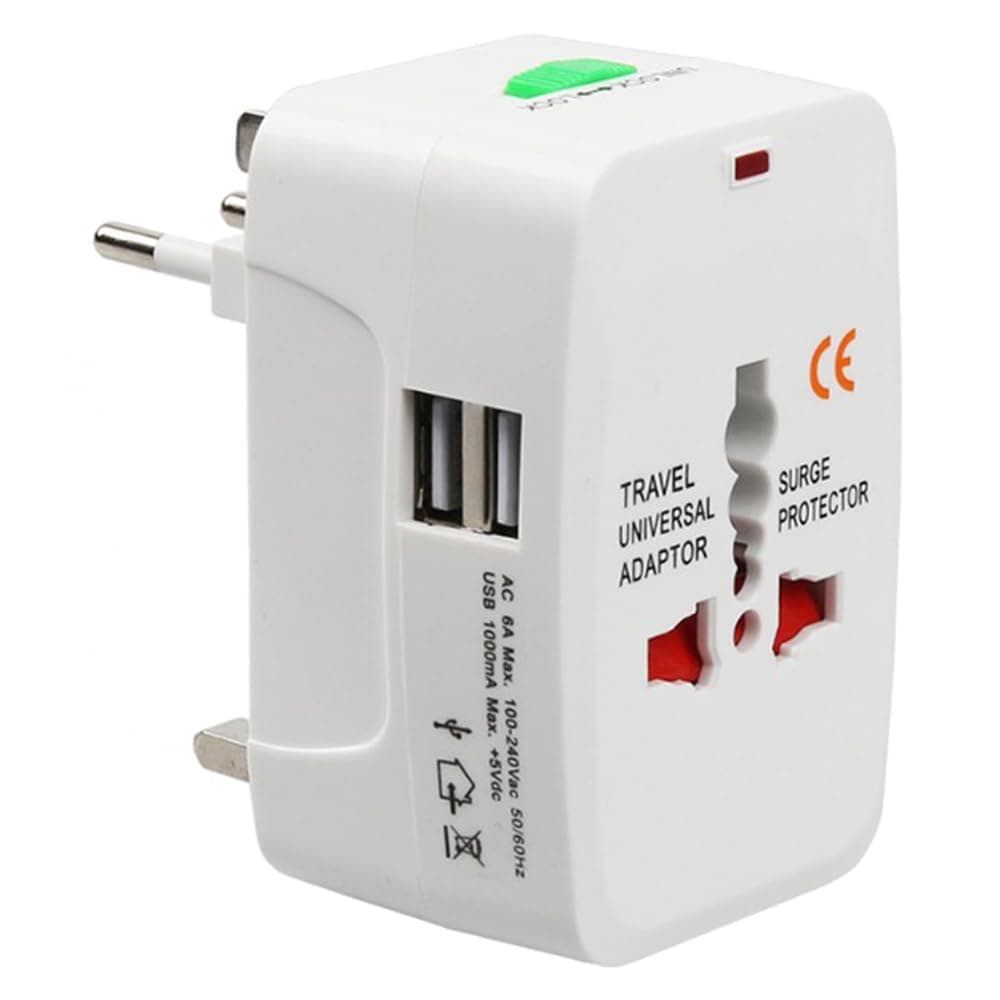 Geek Lab All in One Universal Power Adapter with Dual USB Port. Worldwide Travel Adaptor with Surge Protector.