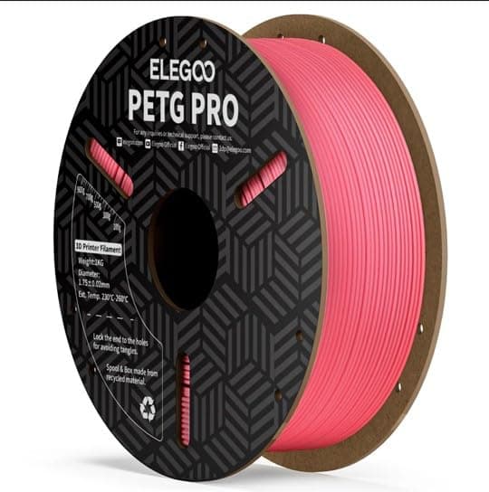 ELEGOO PETG PRO 3D Printer Filament 1.75mm – Pink, 1KG Spool, High Strength & Durable, Easy Print, FDM 3D Printers Compatible