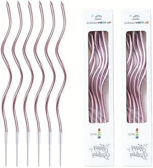 Decorative Birthday Candles for Celebrations, Anniversary, Wedding, Romantic Evening (CURLY ROSE GOLD)