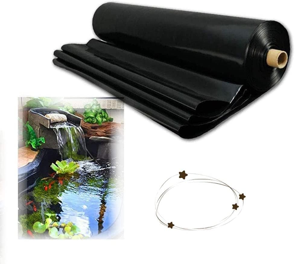 DECAKE Pond Liner Black Hdpe Pond Liner, 8 Mil Flexible Pre-Cut Pond Tarp for Ponds, 8X9.8Ft, 9.8X29.5Ft, 16X19.6Ft/8 * 8M/26 * 26Ft (9 * 12M/29.5 * 39Ft null)