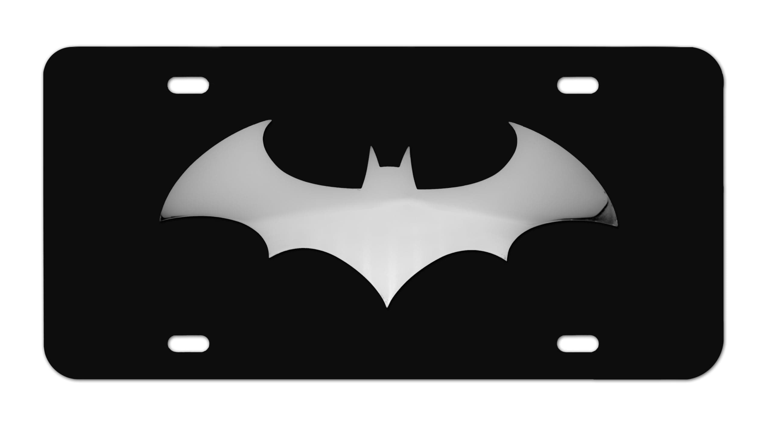 Officially Licensed DC Comics Batman Black All-Metal Decorative Front Plate with 3D Chrome Bat Emblem | Weatherproof Automotive Accessory for Cars, SUVs, Trucks (12" x 6")