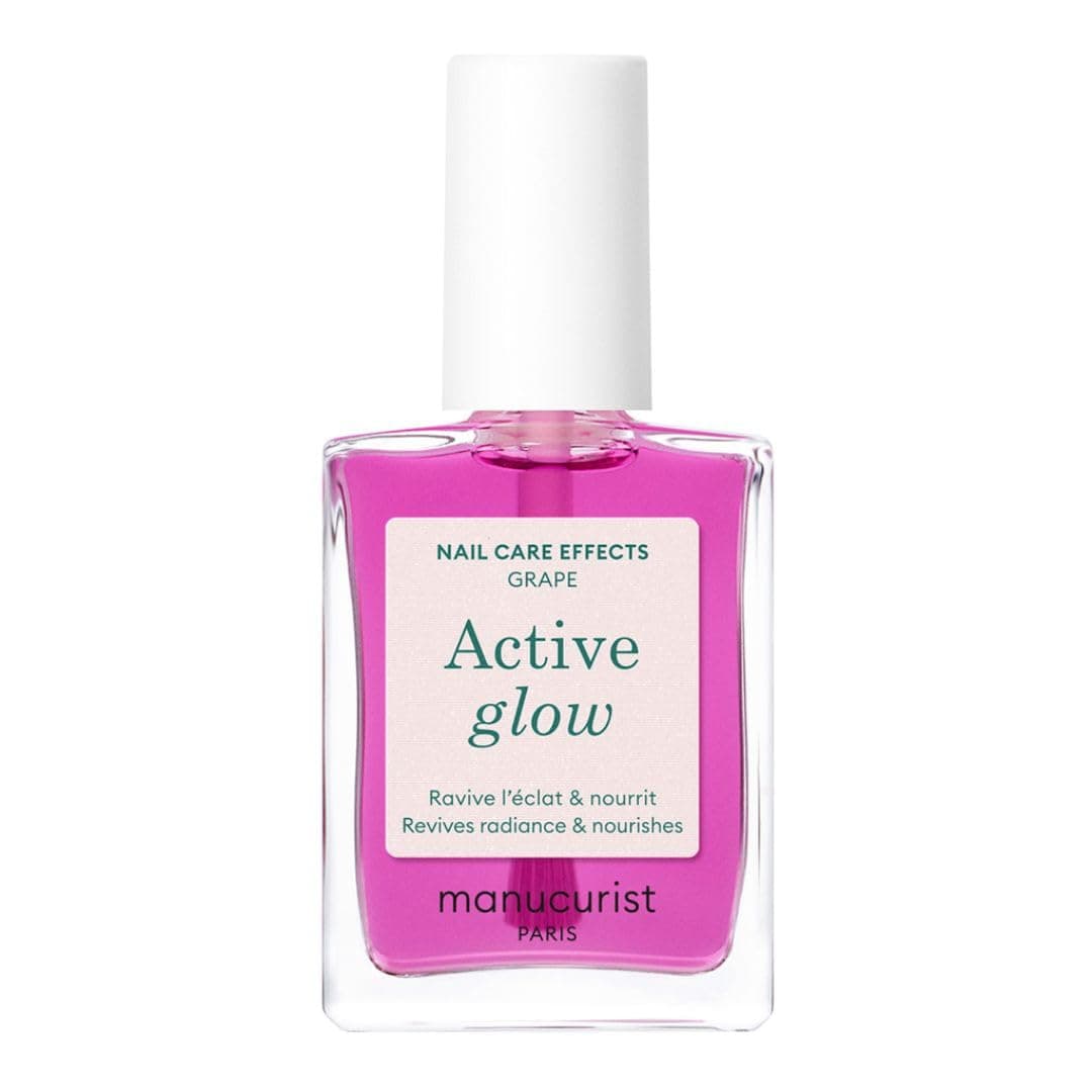 Manucurist Active Glow™ Grape - Clear Lilac All In One Perfector Nail Polish & Care - Vegan & Made in France Ultra-Glowy 2 in 1 Nail Strengthener & Care - Plant-Based