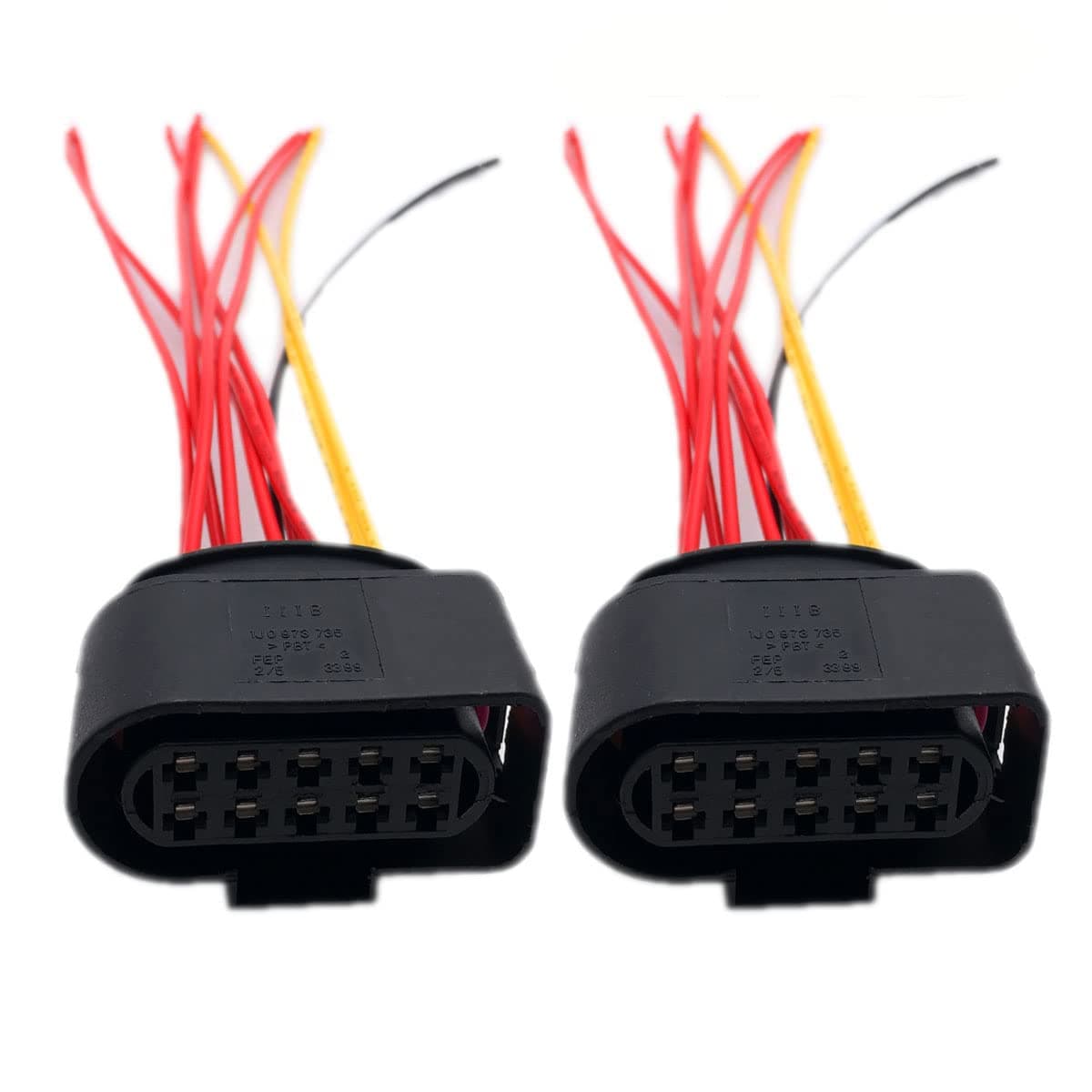 Aokus 2 PACK Headlight Wiring Pigtail Connector Plug 10pin 1J0973735 Compatible with r AUDI A3 VW Jetta Mk4