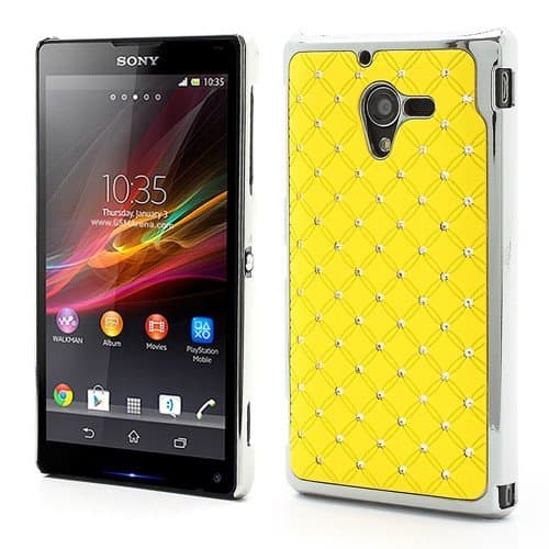 Shiny Starry Sky Rhinestone Electroplated Hard Case for Sony Xperia ZL C6503 C6502 C6506 L35h - Yellow
