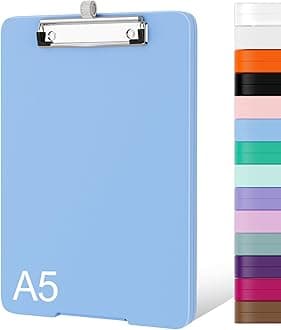 Piasoenc Small Clipboard with Storage, A5 Organization Box with Pen Holder, Plastic Clipboard with Low Profile Clip for Nurses, Teachers, Dark Blue