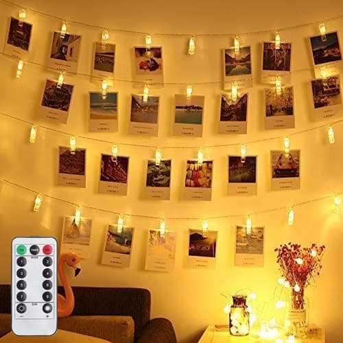 80 Led Photo Clip Starry Lights with Remote LED Fairy Twinkle Lights Home Festival Decor Lights for Christmas Party Halloween Thanksgiving Wedding Valentine's Day (33ft,Warm White)