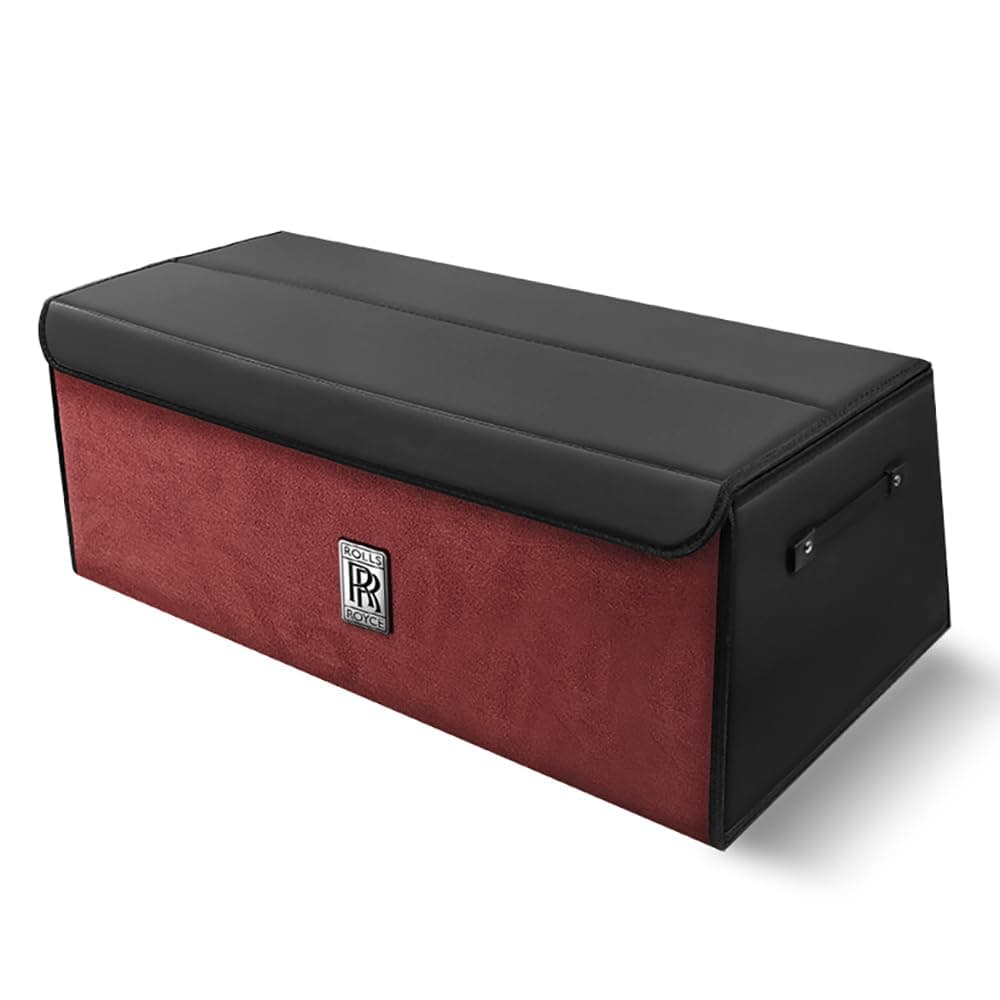 Foldable Car Trunk Organizer for Rolls-Royce Cullinan/Cullinan Black Badge 2015-2025, Large Capacity Multi Functional with Removable Partitions Car Storage Box,Large-WineRed