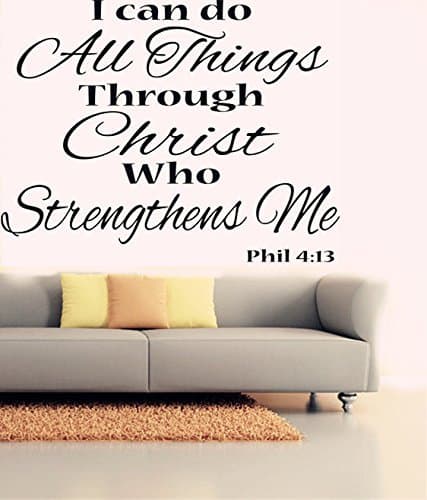I can do all things through Christ who strengthens me Philippians 4:13 religious Decal Vinyl wall art stickers Vinyl Decor Quote lettering sayings kitchen sport home decor