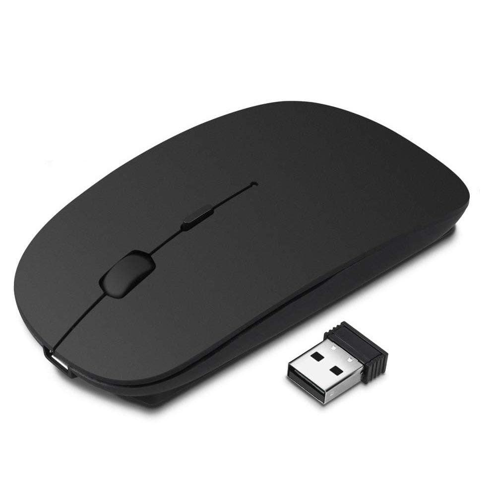 Hoxida Wireless Mouse Rechargeable Noiseless PC Laptop Mice 2.4G USB for Laptop PC Computer, Black