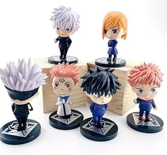 Trunkin Jujutsu Kaisen Rubber Action Figures | (Set Ac) 6 Pcs Set 8-10 cms Itadori Yuji Fushiguro Megumi Kugisaki Nobara Gojo Satoru Ryomen Sukuna | Multicolor