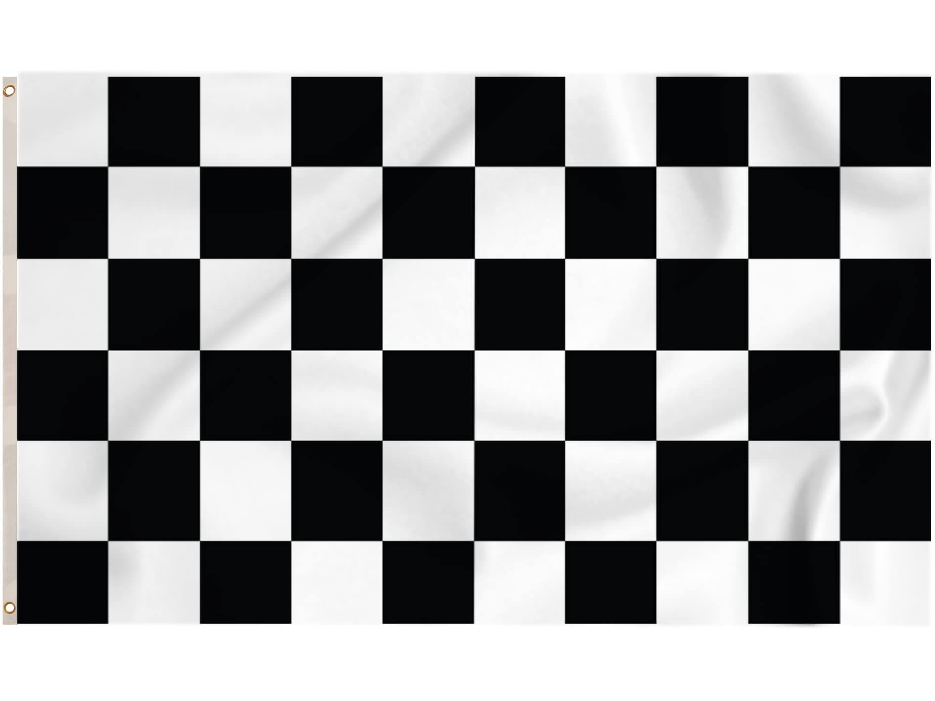 Storm&Lighthouse Black and White Chequered Flag Checkered Flags 5ft x 3ft with Eyelets