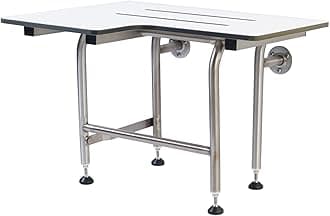Shower Seat Folding Legs - Type 304 Stainless Steel / Industrial Grade Phenolic Resin / ADA Wall Mount Bathroom Safety Bench / Right / 26'' x 21'', White, 26'' Right Hand, 23.0 pounds (PH-FL-RH)