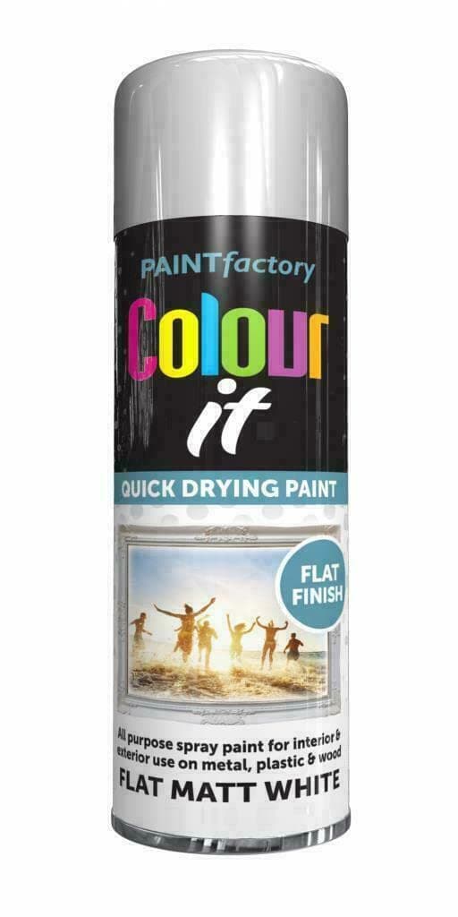 6x Flat White Matt All Purpose Aerosol Spray Paint 250ml Quick Drying Spray, Fast Dry and Excellent Coverage for Metal, Wood, Plastic and More by Diva Gift