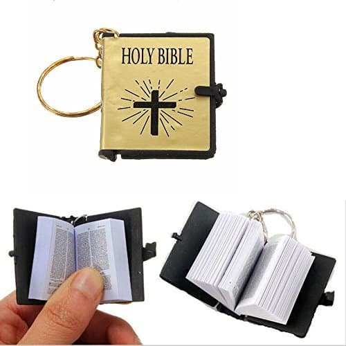 Mini Gold Holy Bible Religious Keychain