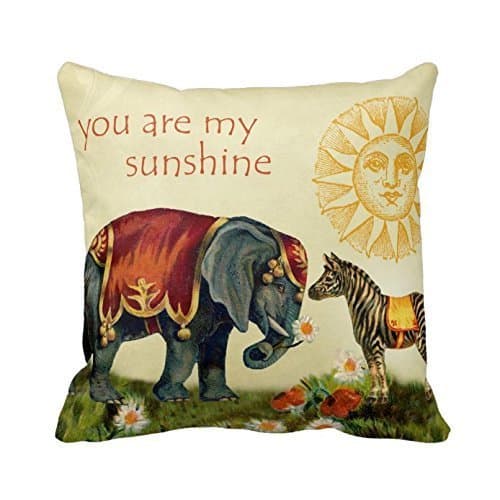 Janet Voss Cotton Linen Home Office Decorative Throw Pillow Case Elephant cute Q:175 18 x 18 Inch