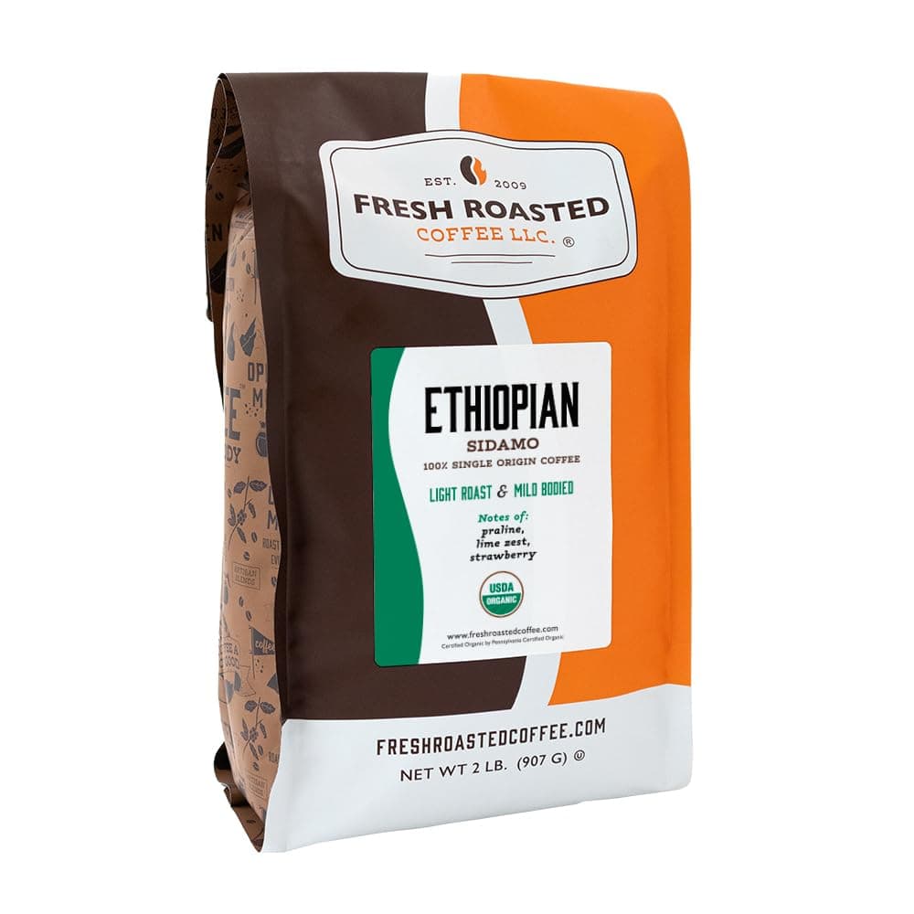 Organic Ethiopian Sidamo | USDA, 100% Single Origin, Kosher | Light Roast 2 lb (32 oz) Whole Bean