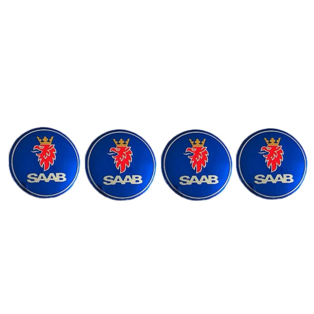 4pcs 2.22inch Car Logo ABS Material Wheel Center Cap Sticker Wheel Emblem Badge Logo Stickers (fit SAAB Blue)