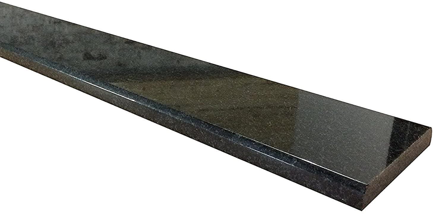 Tenedos Shower Curb Threshold Absolute Black Granite Tile (Marble Saddle) Polished, Maintenance Free, Stain Resistant Also for Doorway Floor Transition, Window Sill (6" x 60")