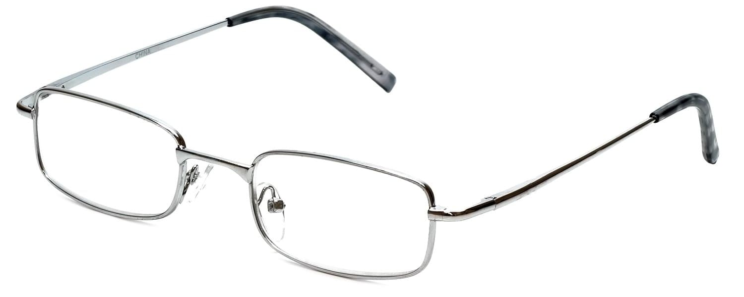 Calabria 753-XL Rectangle Reading Glasses +1.75 Silver Men Women Metal Single Power Reader Adjustable Nose Pads