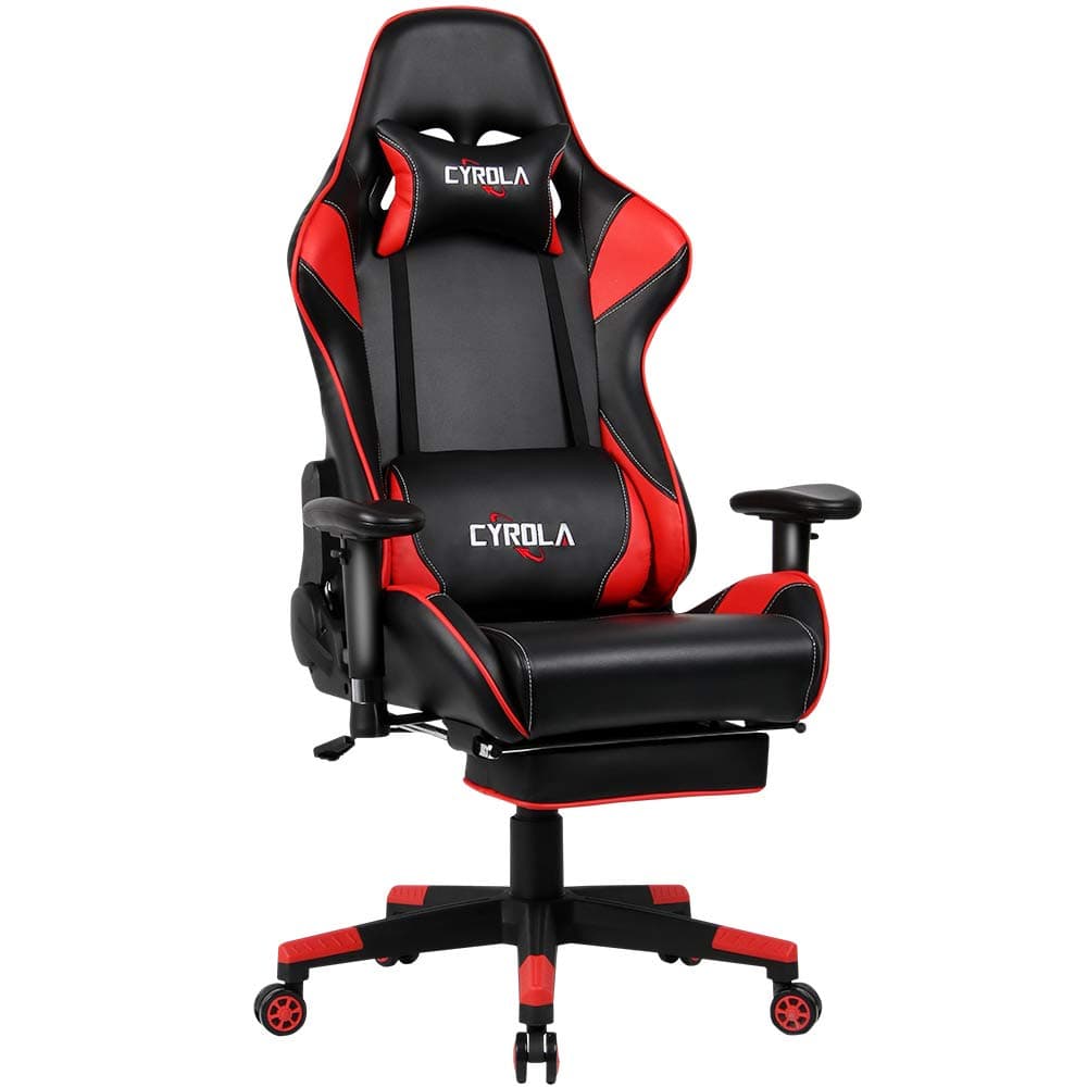 Large Gaming Chair with Footrest High Back Adjustable Armrest Heavy Duty PC Racing Gaming Chair for Adults Gamer Chair Ergonomic Design Video Game Chair Lumbar Support Red/Black