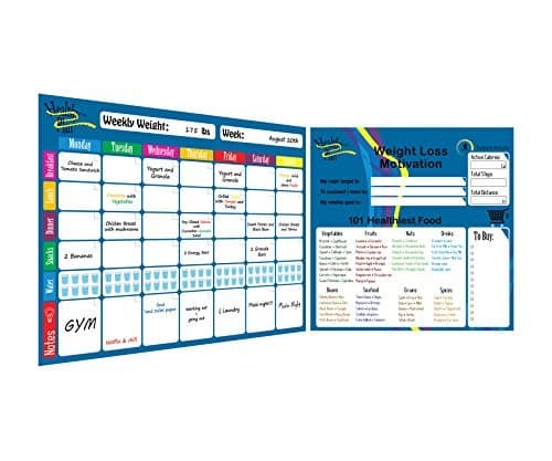 Weekly Meal Planner and Tracker, Food Diary Tracks Water, Weight Loss – Magnetic Diet Smart Planner,FREE healthy foods list fridge to make meal planning and Motivation questions,grocery shopping