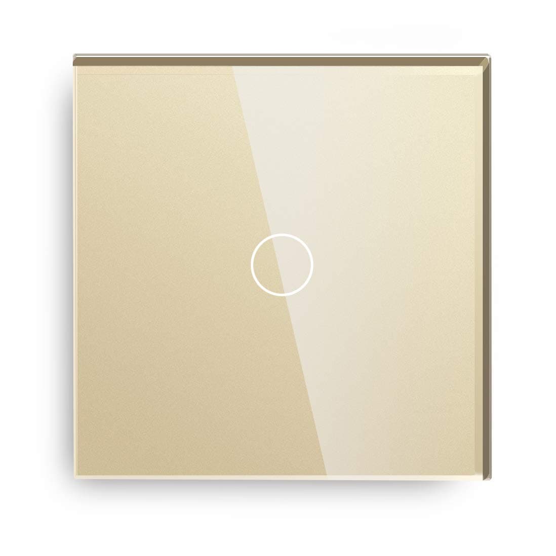 BSEED Touch Light Switch,Standard Touch Sensitive Bathroom Switchs,Tempered Glass Panel with LED Backlight, No Neutral Wire Needed,1 Gang 2 Way,Gold 86mm