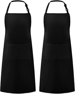 Adjustable Bib Apron with 2 Pockets Cooking Kitchen Aprons for Women Men Chef