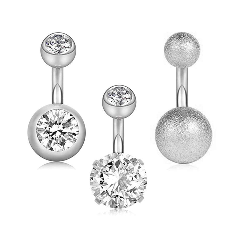 Gnoliew 14G 6mm 1/4 Inch Short Belly Button Rings 316L Surgical Steel Navel Rings 3PCS-6PCS