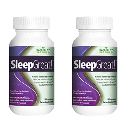 SLEEP GREAT Non-Habit Forming Natural Supplement, 100 Count (Pack of 2)