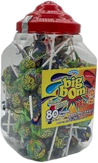 Big Boom XXL Lollipops, Assorted Fruit Flavors - Blackberry, Orange, Strawberry, Lemon, 80 Units, 1760g