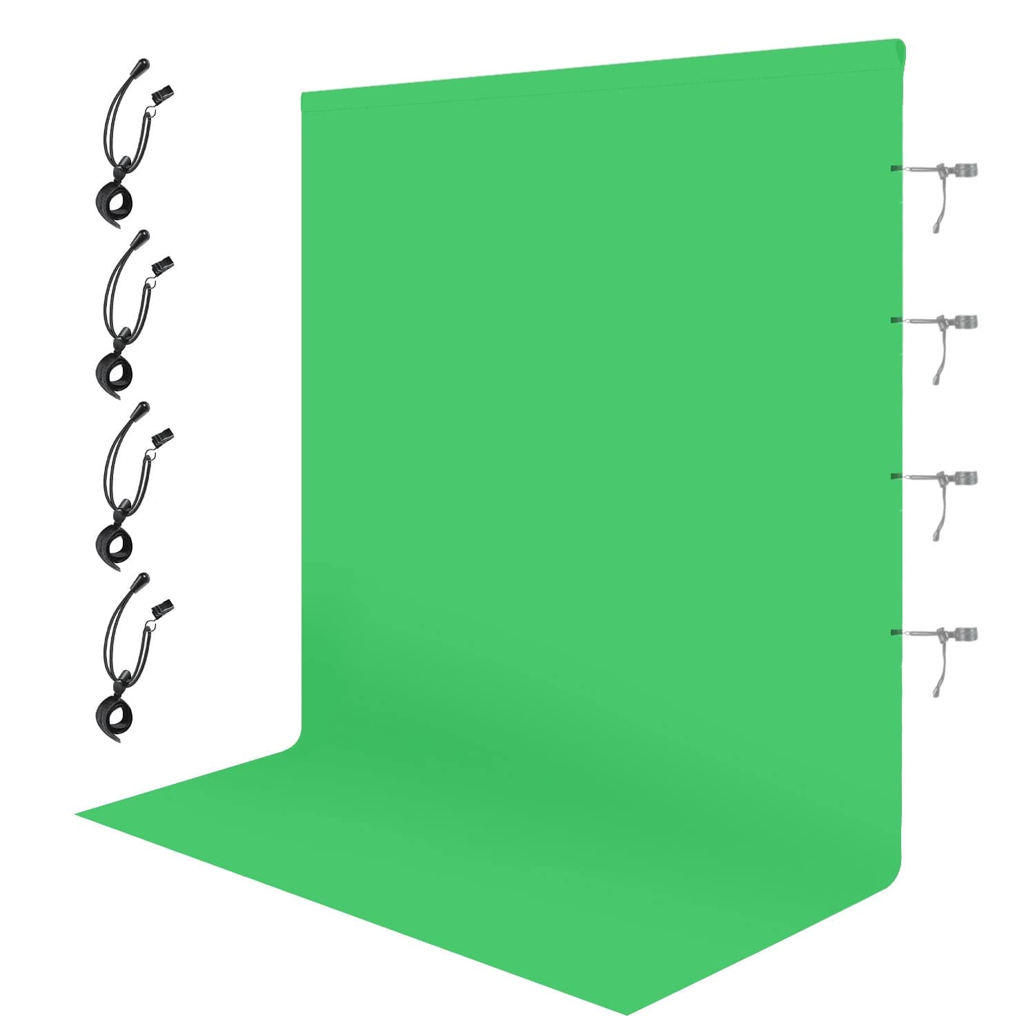 Julius Studio 6 ft. x 9 ft. Green Soft Fabricated Backdrop Muslin, Background Screen with 4 pcs Clip Holders for Photo & Video Shooting, Streaming, Chromakey, Premium Photography Studio, JSAG685