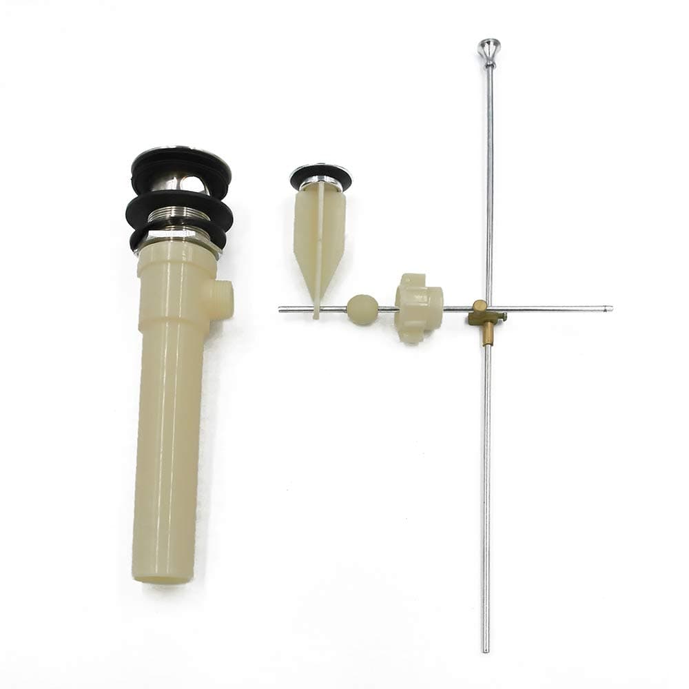 Bathroom Sink Drain Assembly with Overflow, Plastic Tube Chrome Plated Carbon Steel Stopper and Life Rod