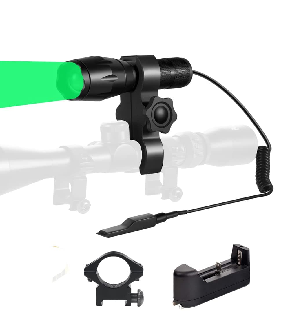 Green Light 350 Yards Spotlight Flood Light Zoomable Flashlight Torch for Hunting Hog Pig Coyote Varmint