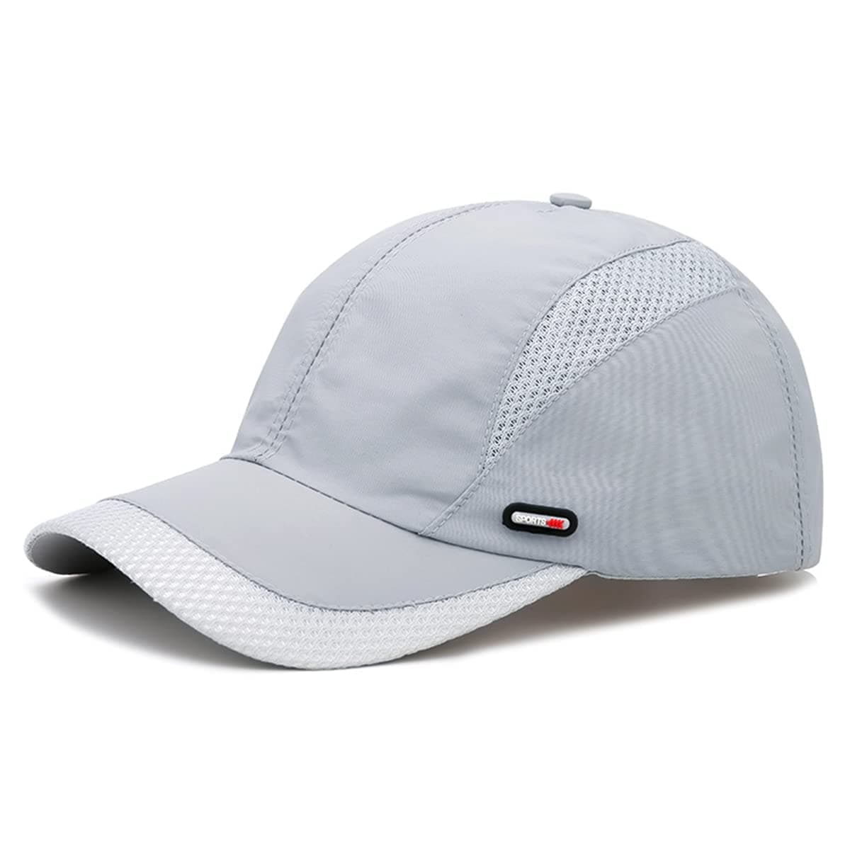 Breathable Net Men Sun Visor Cap Baseball Adjustable Sport Summer Cap for Golf Tennis Cricket Cycling Running Gym Cap- Sun UV Protection, Light Grey, L