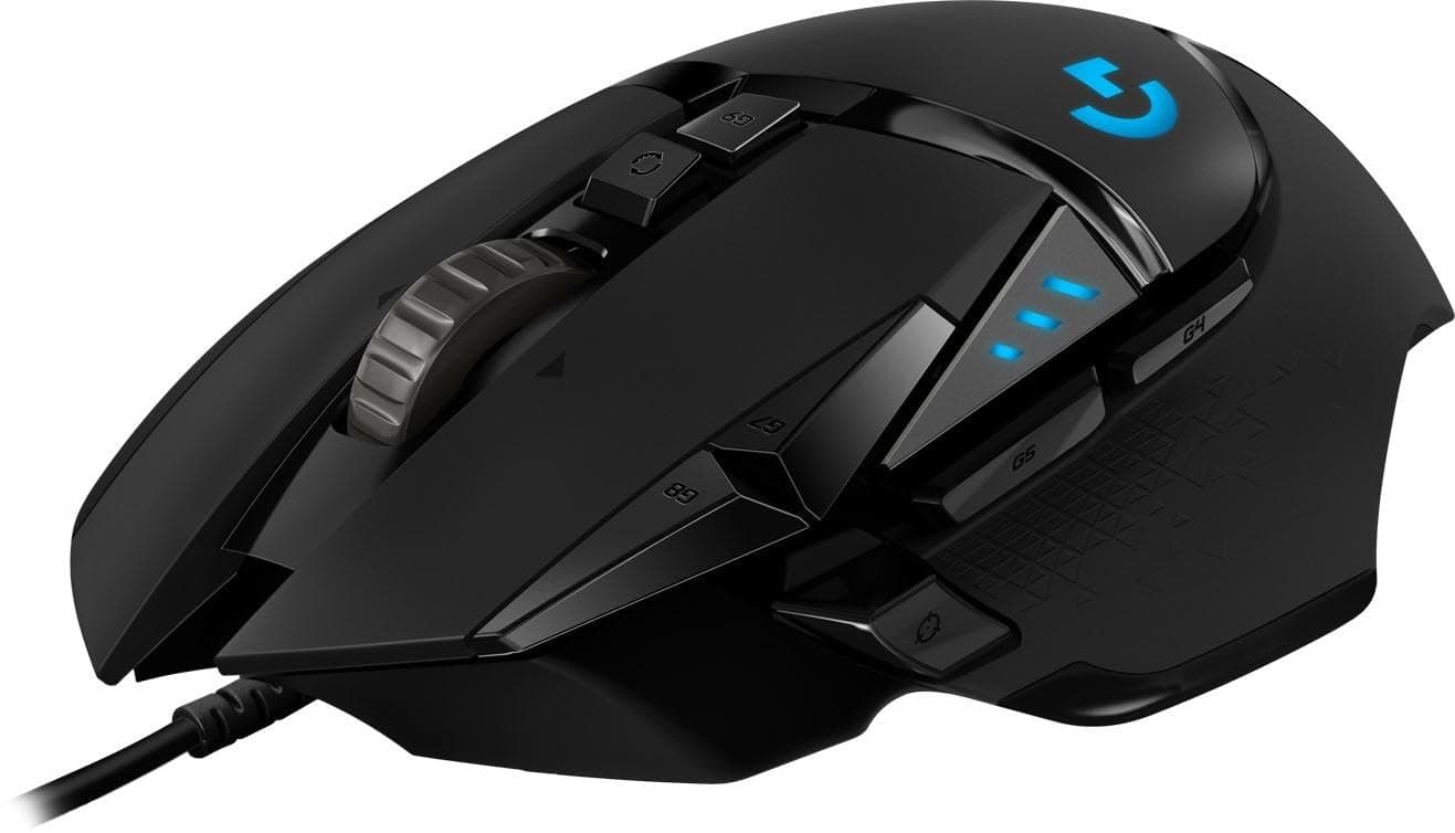 Logitech G502 Hero High Performance Wired Gaming Mouse, Hero 16K Sensor, 16,000 DPI, RGB, Adjustable Weights, 11 Programmable Buttons, On-Board Memory, PC/Mac - Black (German Packaging)