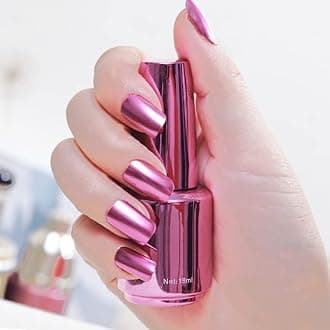 Metallic Nail Polish Pealecent Acrylic Color Shine DIY Nail Polish Varnish Manicure Tool, Unpeelable Drawable NOT-MIRROR 12 Colors (Pink)