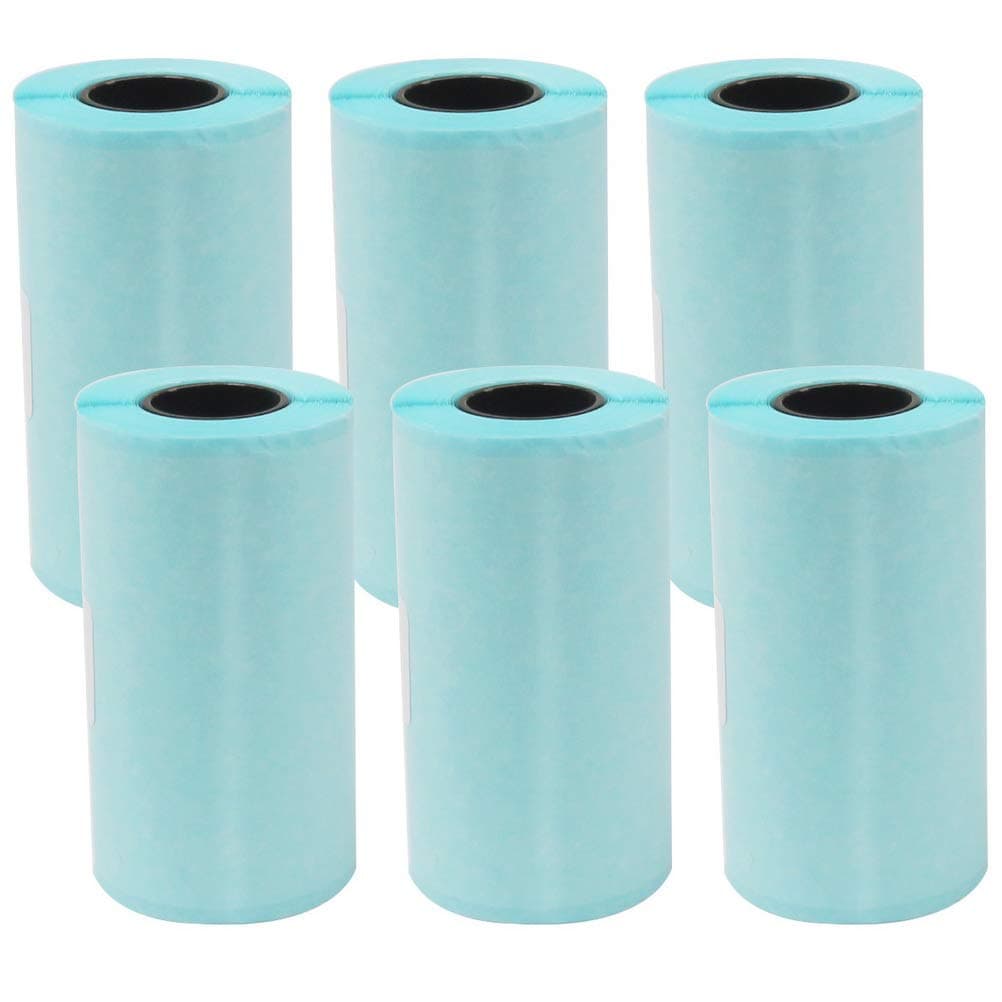 kuou 6Pcs Sticker Thermal Paper, 2.2 x 1.2 inches (57 x 30 mm) Direct Thermal Paper Self-Adhesive Machine Paper Roll for Portable Pocket Thermal Printer Mini Printer