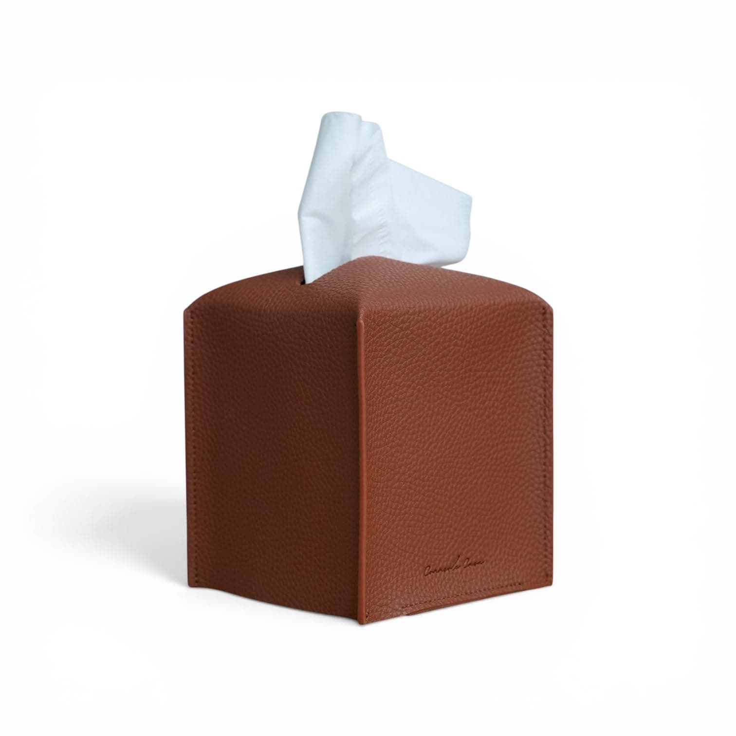 Premium PU Leather Tissue Box Holder - Elegant Hotel-Style Tissue Box Cover for Home, Office & Car Décor, Tissues Cube Organizer for a Natural & Classic Look (Brown)