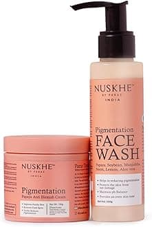 Nuskhe By Paras | Pigmentation Free Combo | Papaya Anti Blemish Cream 100ml & Papaya Pigmentation Face Wash 100gm| For Dark Spots, Blemishes & Uneven Skin Tone | Men & Women