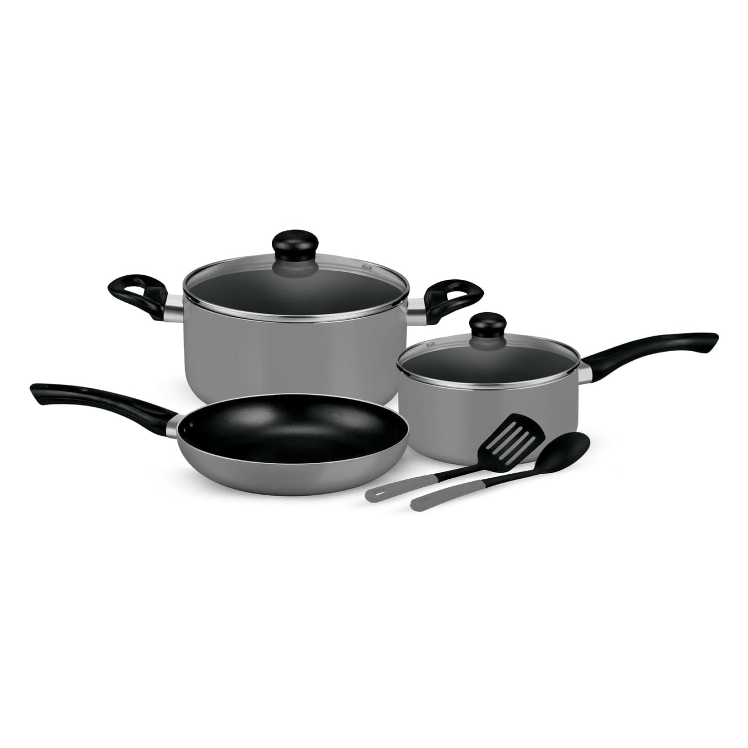 7-Piece Non-Stick Press Aluminum Cookware Set- Body With 3-Layer Coating, Includes Casserole Silver RF11953