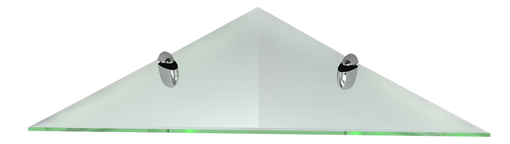 Fab Glass and Mirror Corner Kit 12x12 Inch with Chrome Brackets-Triangle Glass Shelf, 12" x 12", Clear